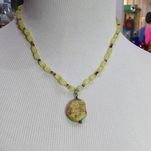 Hand beaded necklace with yellow agate